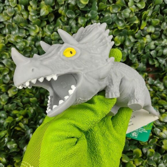 Triceratops Dinosaur Squishy Toy Figure Squeezable Dino Squish Squeeze Sand Gray - Picture 2 of 15